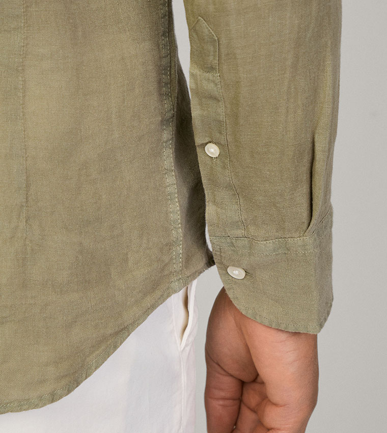 Mandarin Collar Linen Shirt