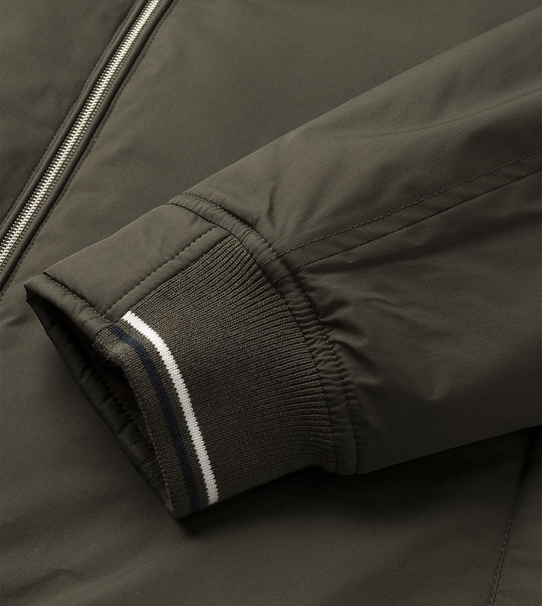 Solid High Neck Bomber Jacket