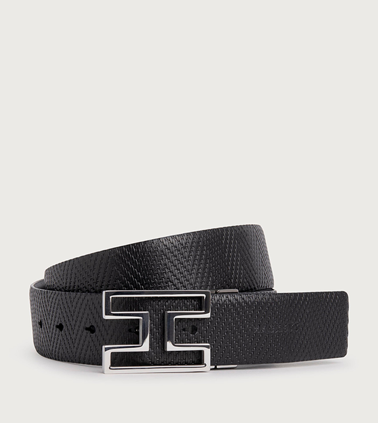 Buy Hackett Herringbone Leather Belt In Black 6thStreet UAE - Main Image