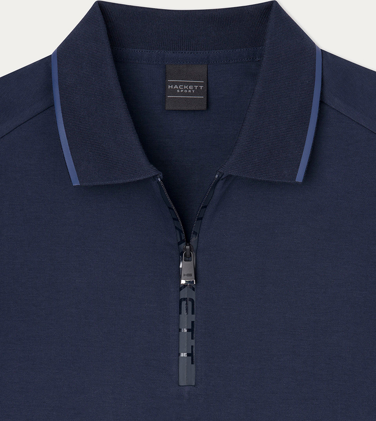 Logo Badge Half-Zipper Polo T-Shirt