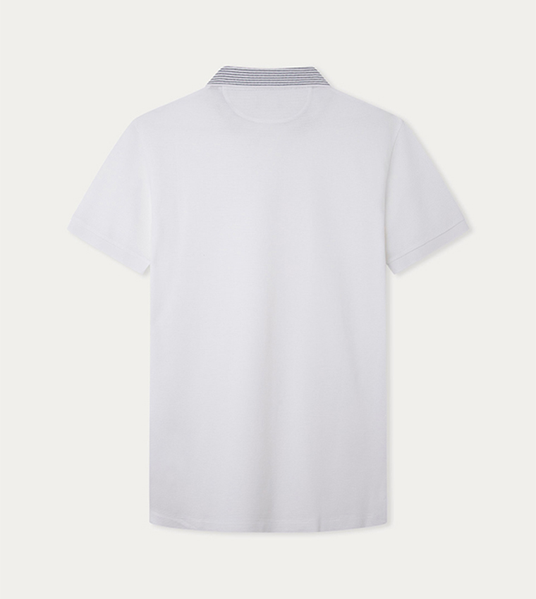 تيشيرت بولو بأكمام قصيرة بياقة مخططة