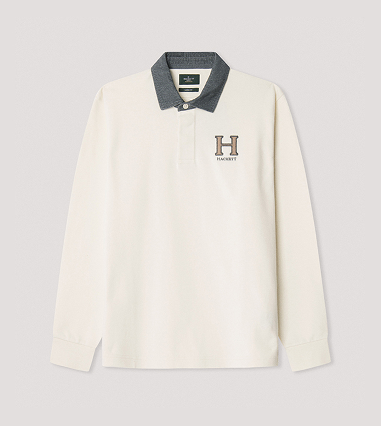 Embroidered Long Sleeves Polo T-Shirt