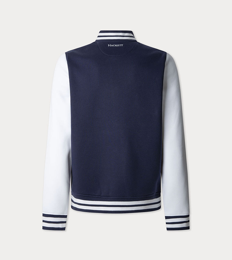 Applique Button-Closure Varsity Jacket