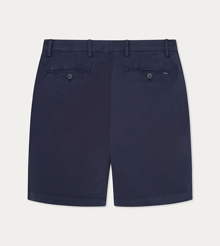 Solid Button Closure Chino Shorts
