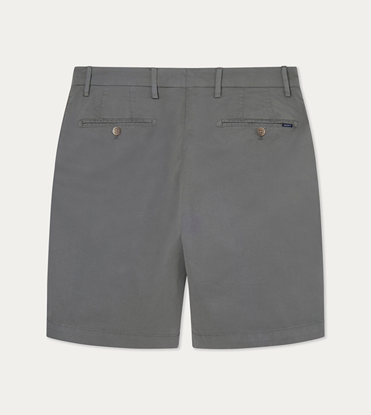 Solid Button Closure Chino Shorts