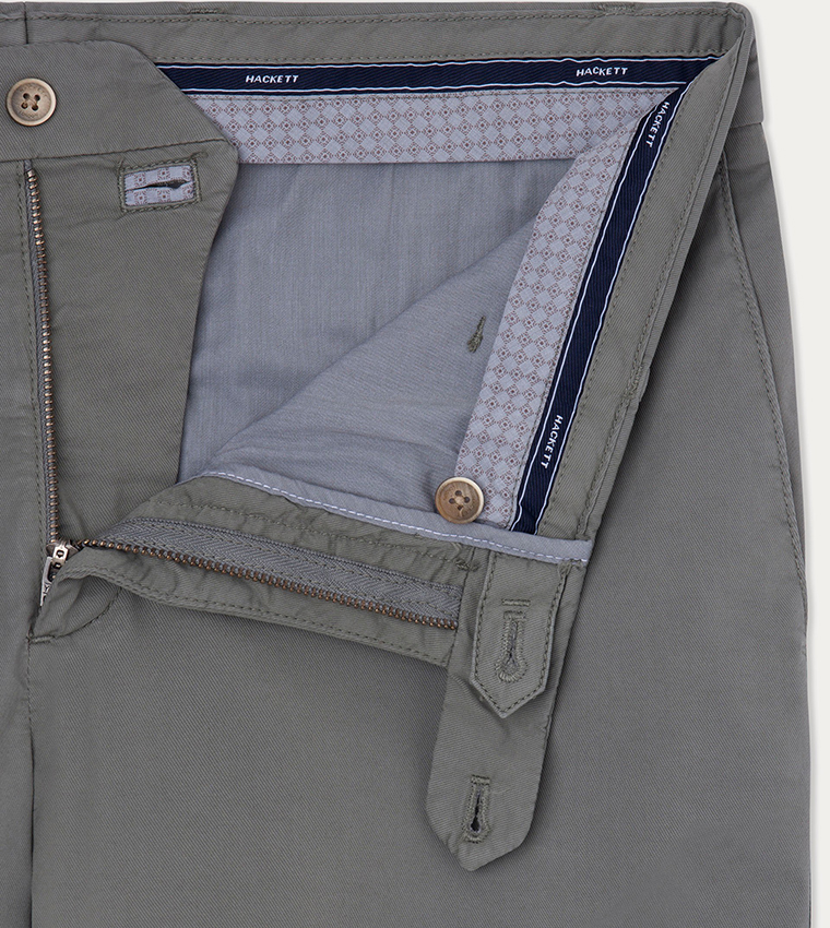 Solid Button Closure Chino Shorts