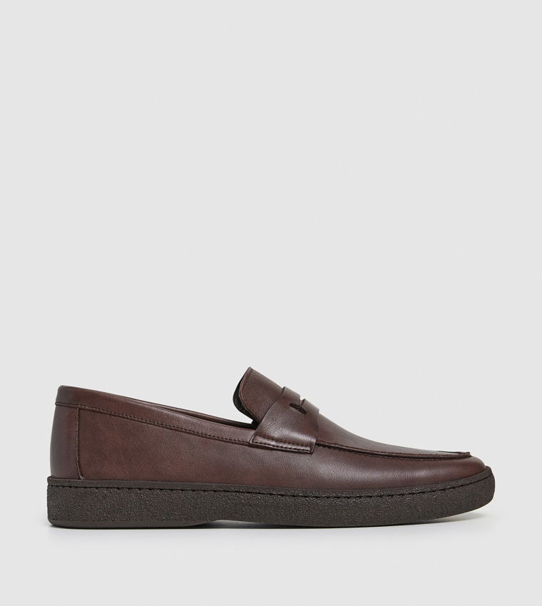 Textured Leather Loafers