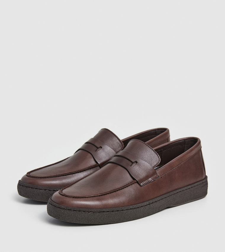 Textured Leather Loafers