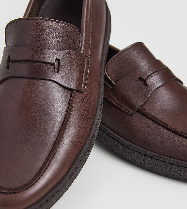 Textured Leather Loafers