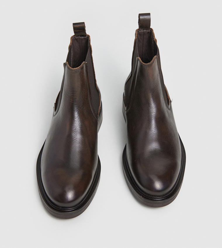 Buy Hackett Textured Leather Chelsea Boots In Brown 6thStreet UAE