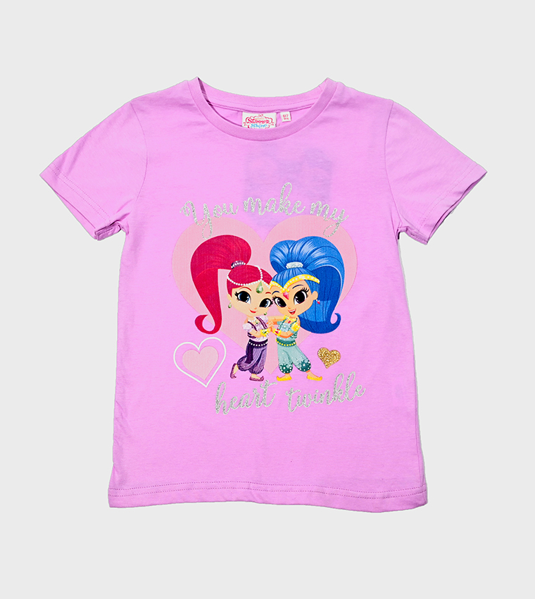 Nickelodeon Shimmer And Shine Toddler Girls' Tee Shirt - 'Double Trouble' Graphic With Glitter - View #7