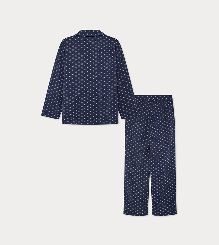 Logo Printed Long Sleeves Pyjama Set