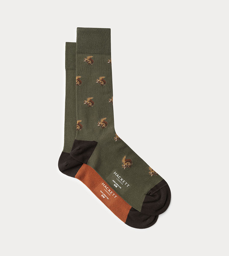 Pack of 2 Patterned Combed Cotton Crew Socks