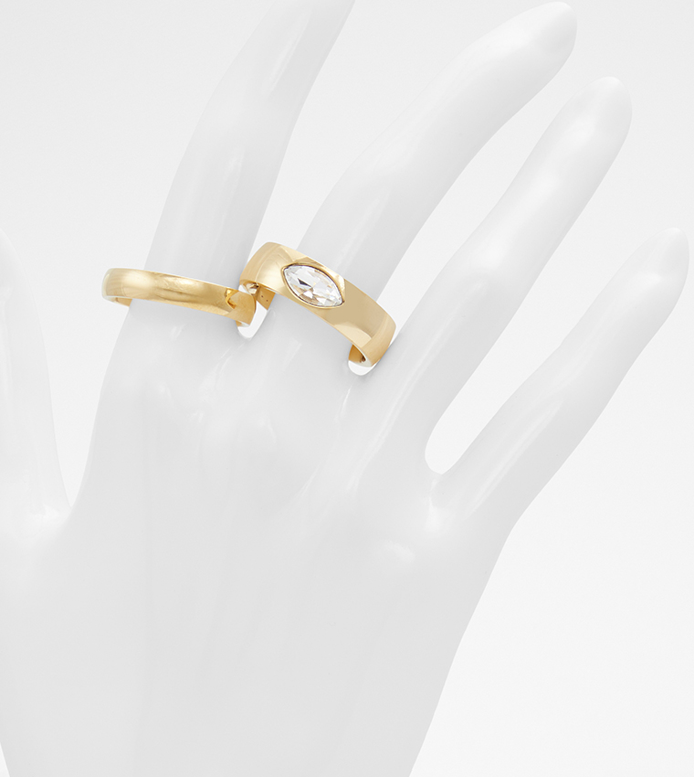 HOMALIUM Pack of 2 Embellished Band Rings