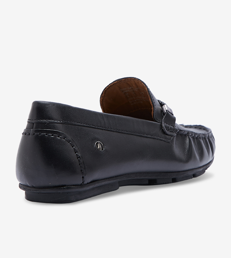 Jace Rope Round Toe Stitch Details Aston Saddle Mocc Loafers - Black