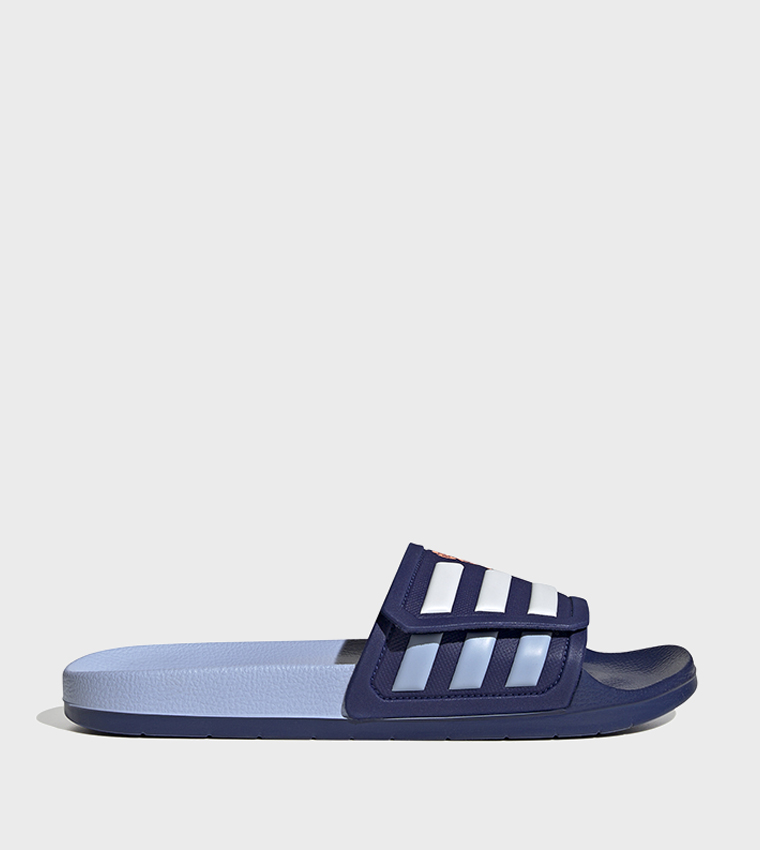Adidas navy blue flip flops discount