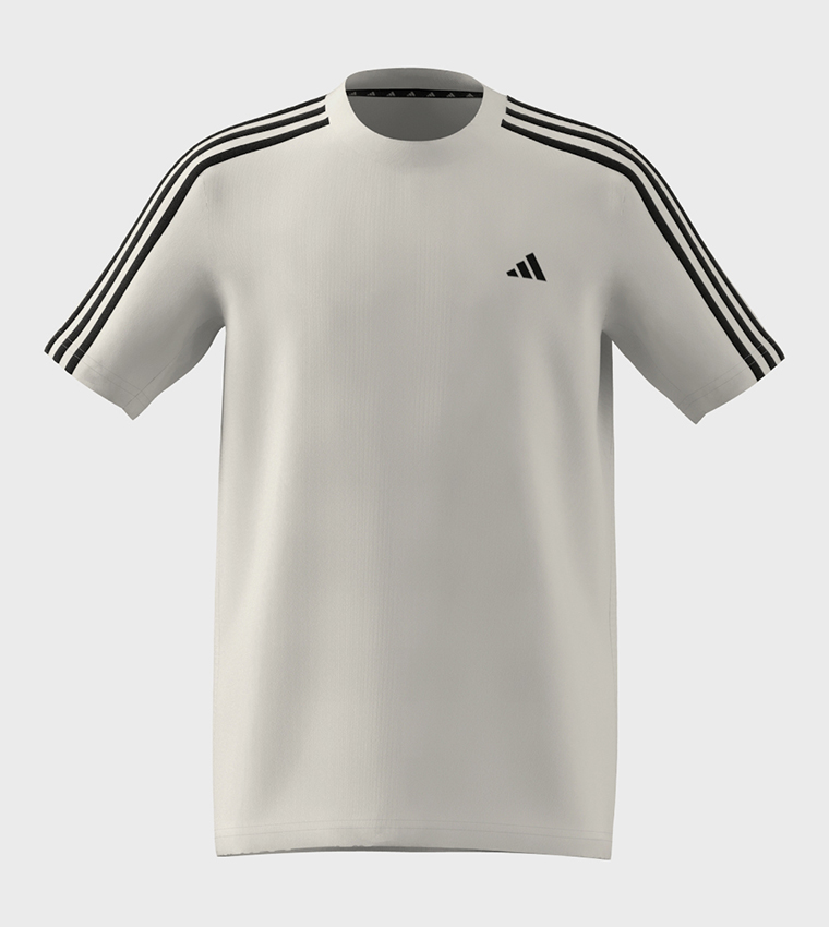Adidas White Buy Shirt T Essentials In Training 6thStreet Qatar Aeroready 3 | Stripes