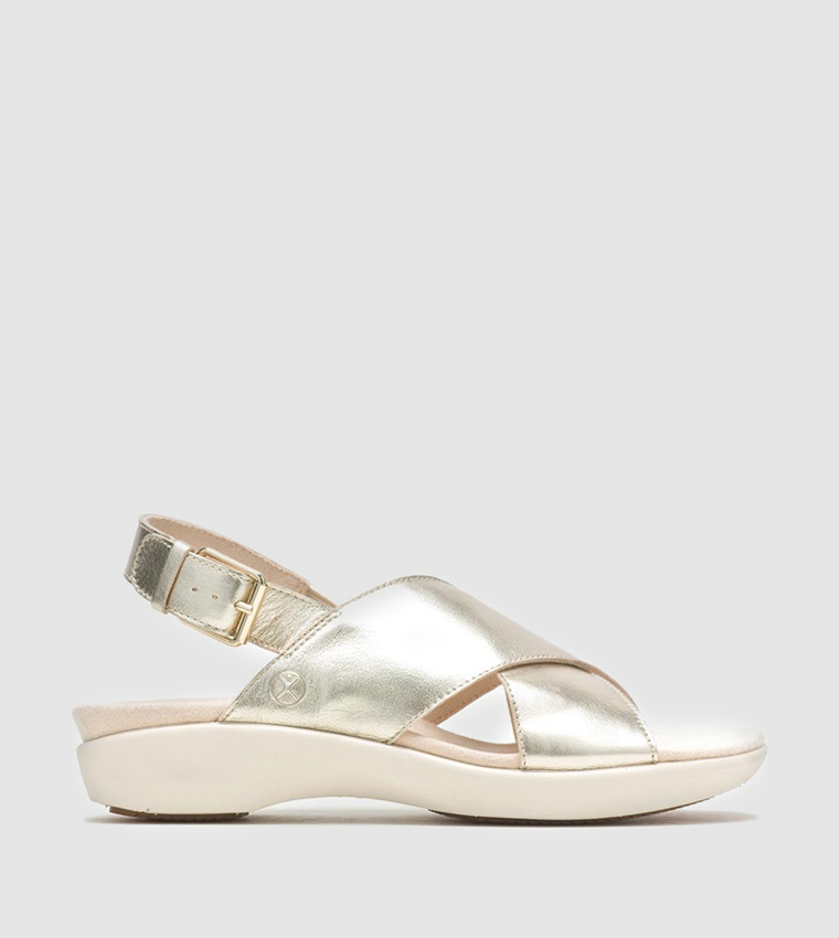 Buy Hush Puppies Slingback Criss Cross Flat Sandals In Gold | 6thStreet UAE