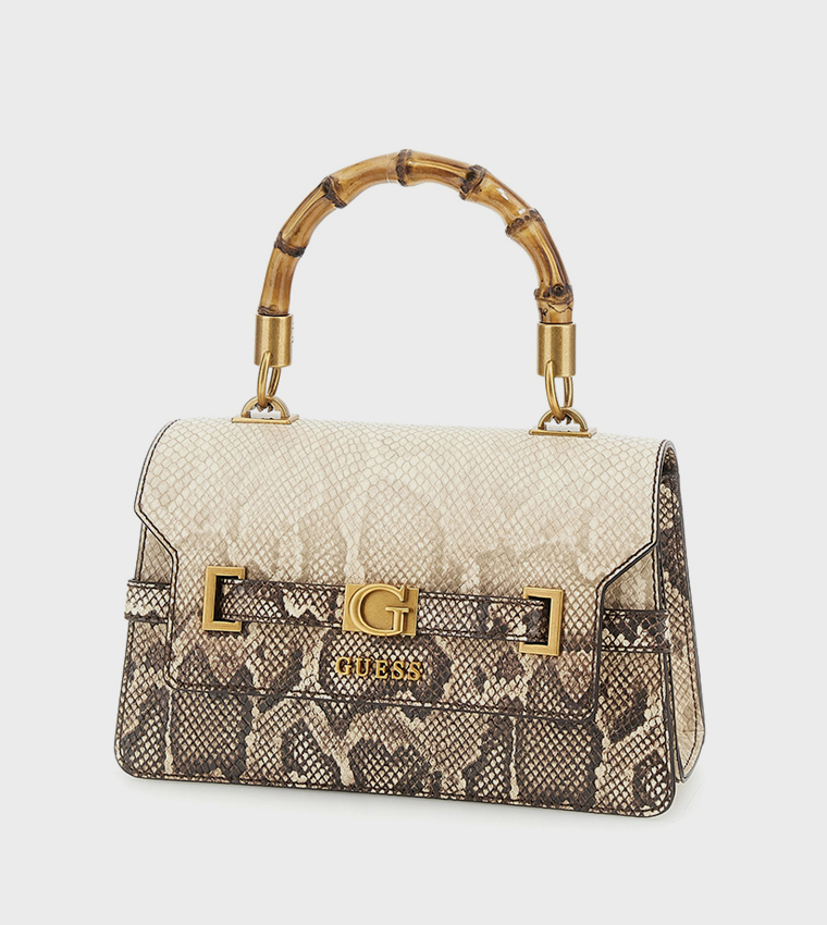 SIBEL Snakeskin Flap Top Handle Bag