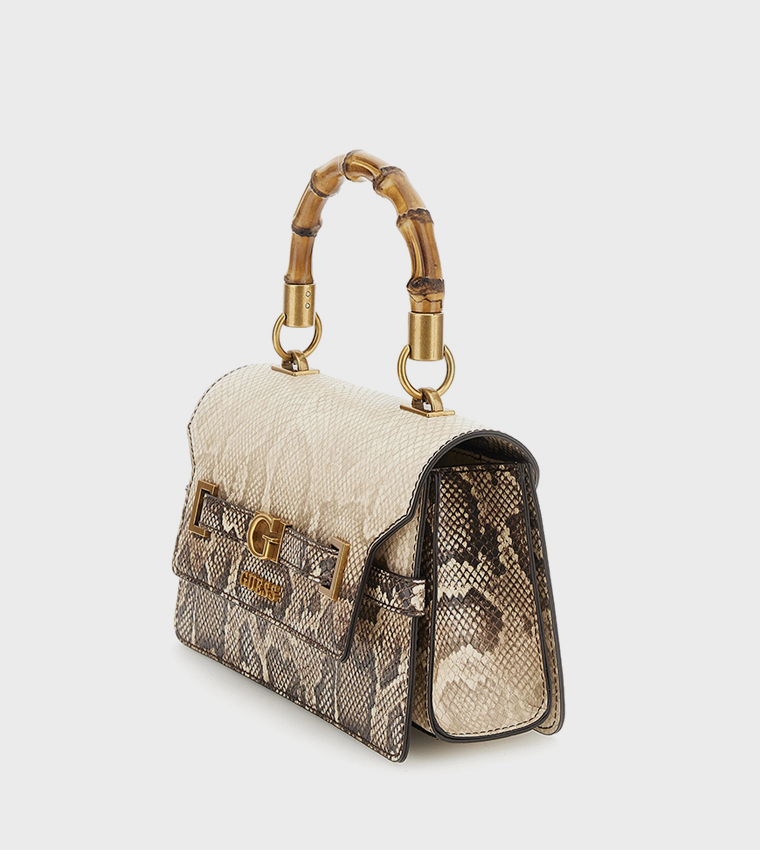 SIBEL Snakeskin Flap Top Handle Bag
