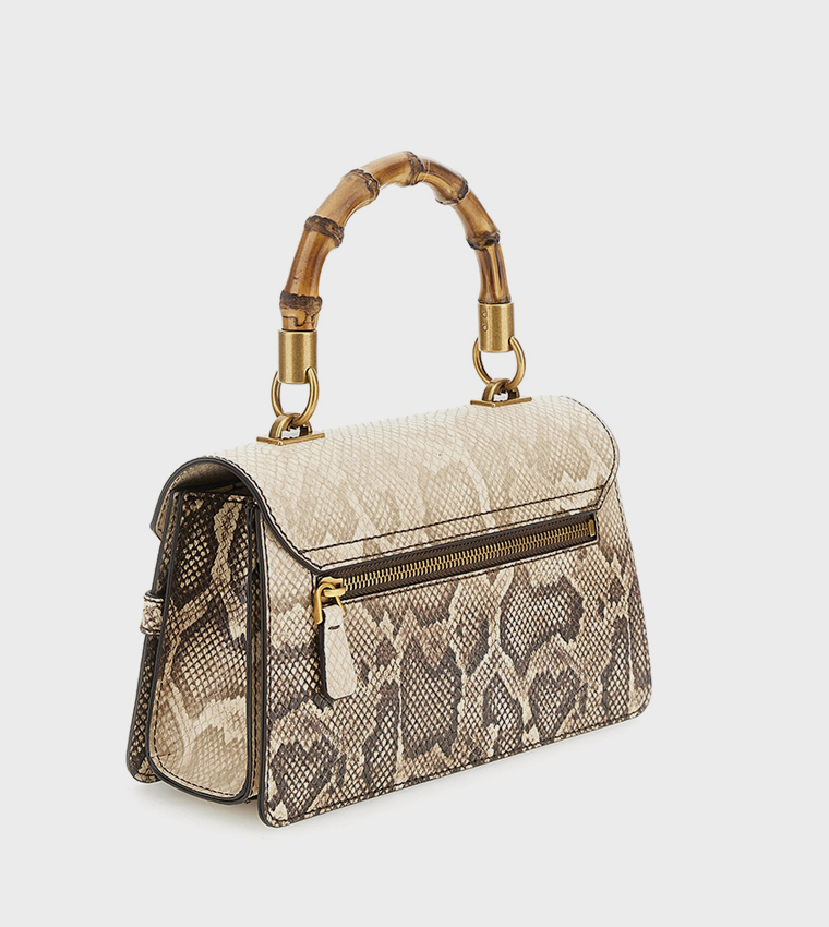SIBEL Snakeskin Flap Top Handle Bag