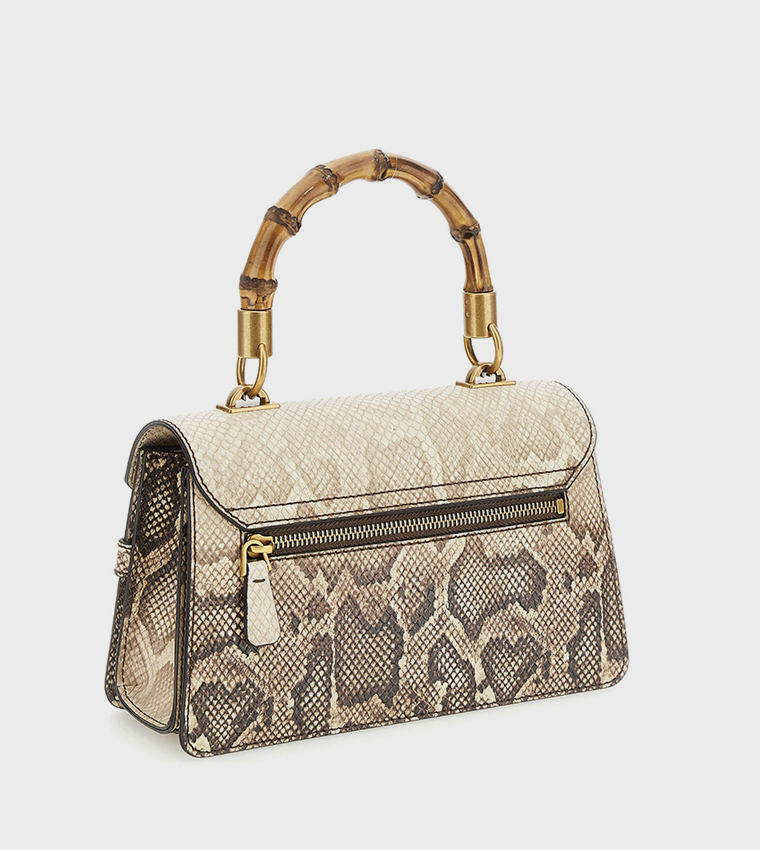 SIBEL Snakeskin Flap Top Handle Bag