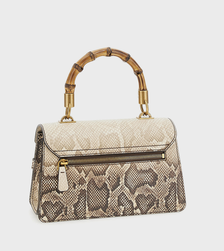 SIBEL Snakeskin Flap Top Handle Bag