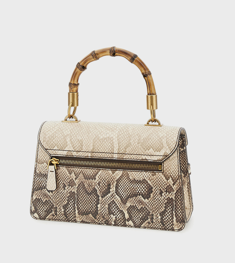 SIBEL Snakeskin Flap Top Handle Bag