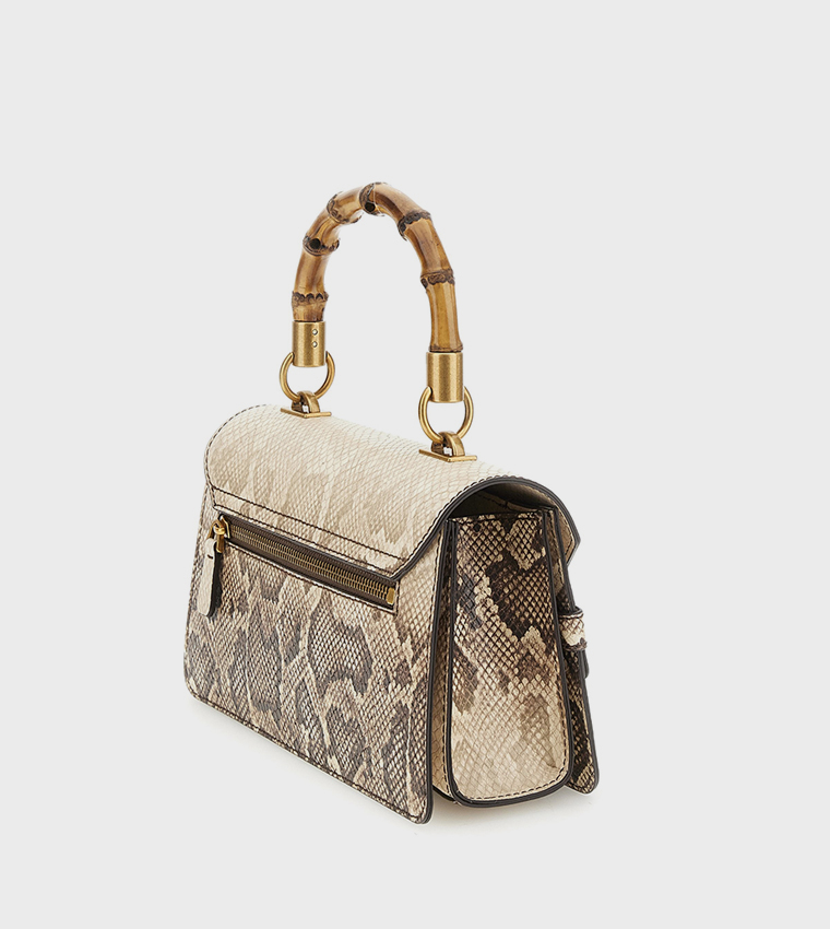 SIBEL Snakeskin Flap Top Handle Bag