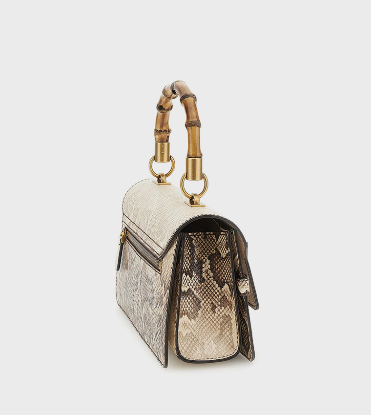 SIBEL Snakeskin Flap Top Handle Bag