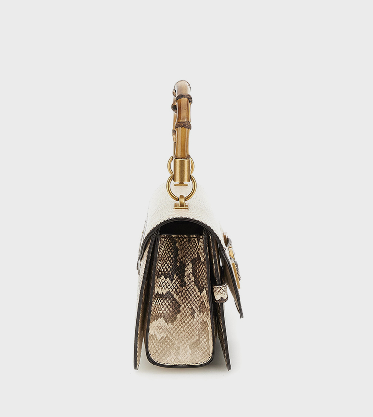 SIBEL Snakeskin Flap Top Handle Bag