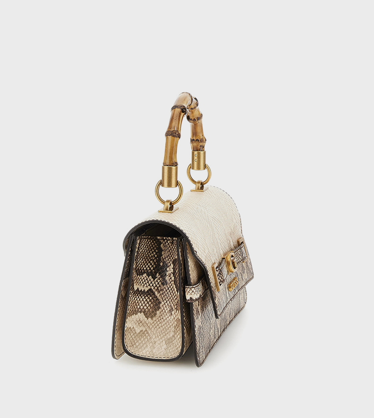 SIBEL Snakeskin Flap Top Handle Bag