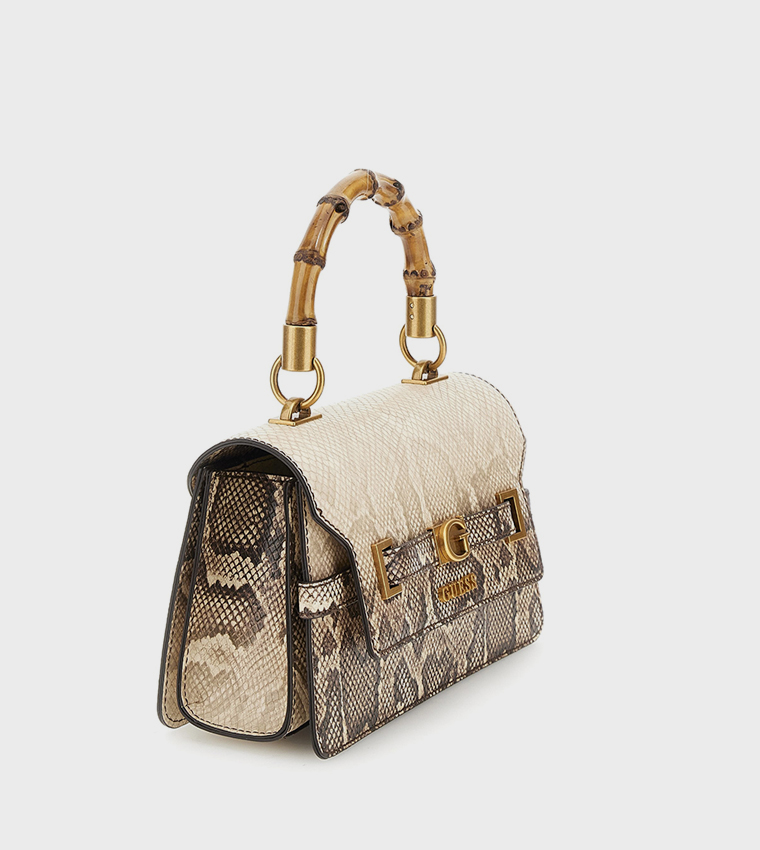 SIBEL Snakeskin Flap Top Handle Bag