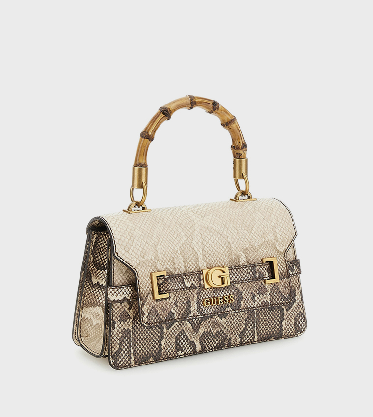 SIBEL Snakeskin Flap Top Handle Bag