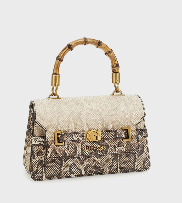 SIBEL Snakeskin Flap Top Handle Bag