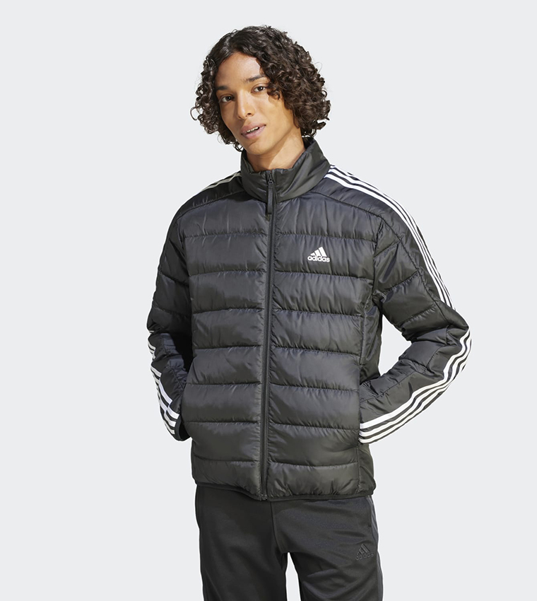 Buy Adidas Essentials 3 Stripes Logo Print Puffer Jacket In Black 6thStreet Qatar