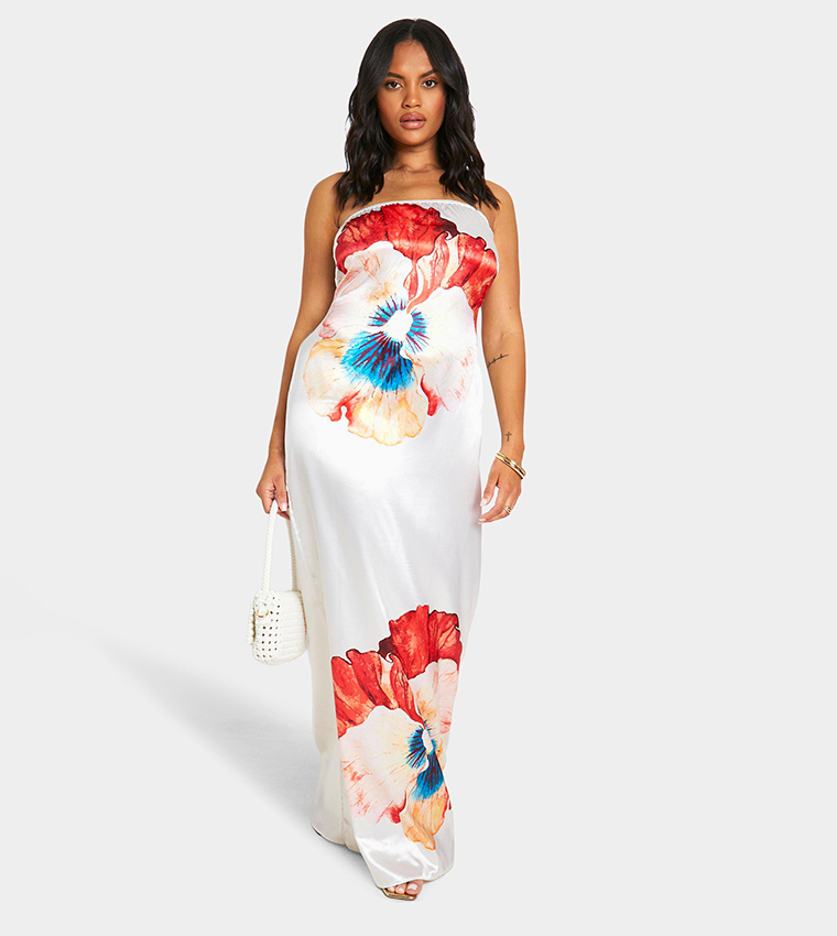 Floral bandeau maxi dress deals