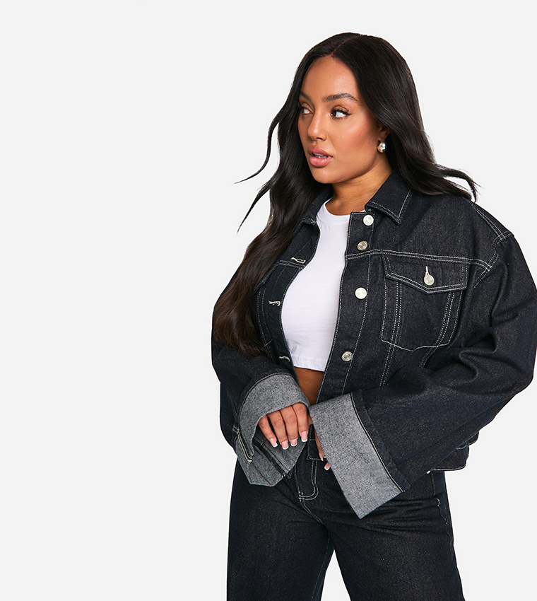 Boohoo Oversized Plus Size Jean Jacket Buy Boohoo Curve Deep Turn