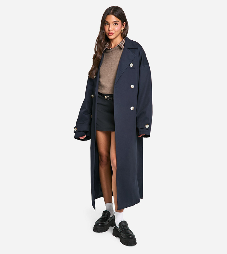 Duster Coat Boohoo Military Coat Petite Double Breasted Military - Main Image
