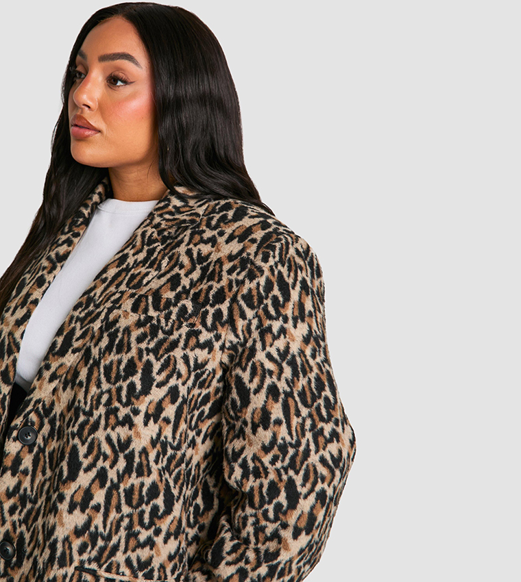 Leopard Print Boohoo Womens Plus Size Coats Buy Boohoo Curve