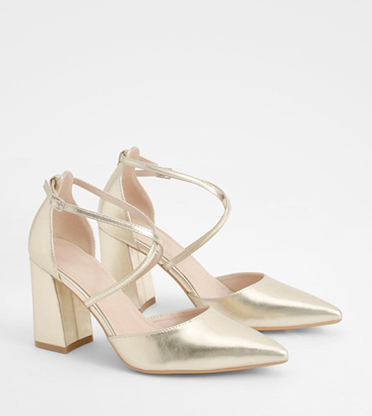 Cross Over Block Heel Pumps