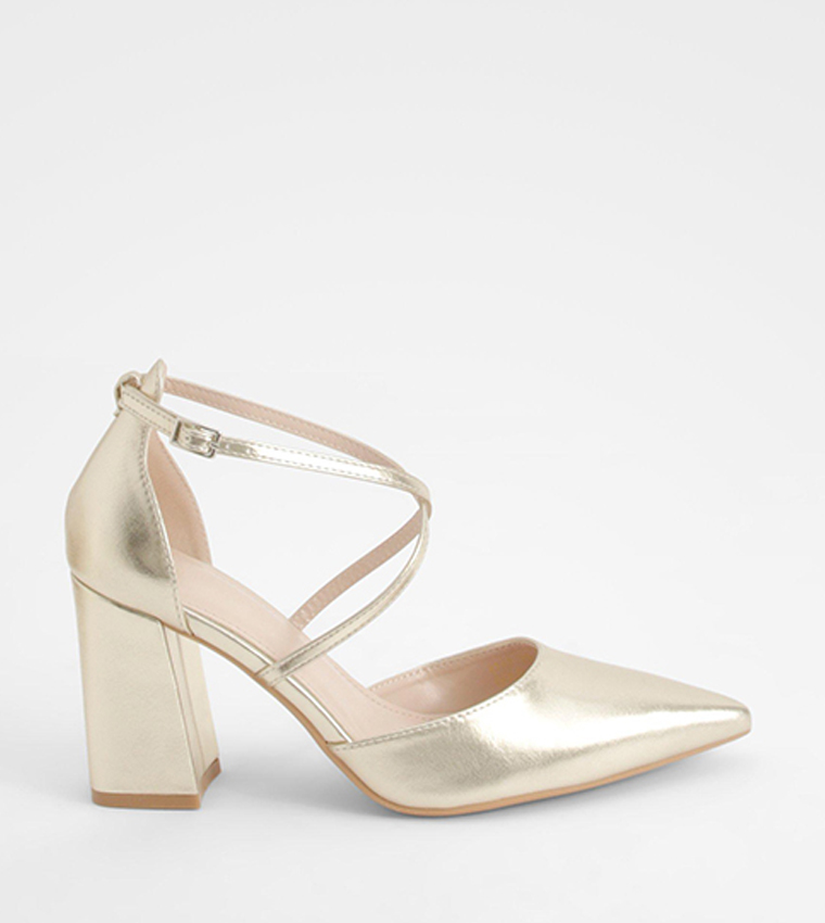 Cross Over Block Heel Pumps