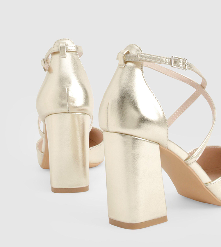 Cross Over Block Heel Pumps