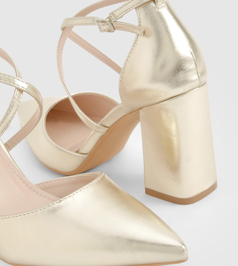 Cross Over Block Heel Pumps