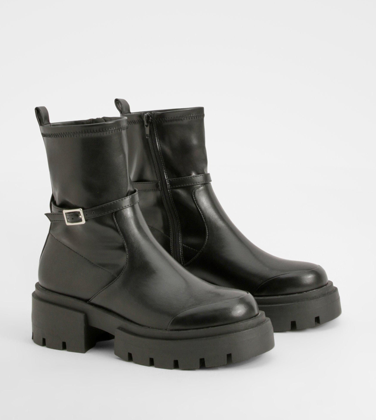 Chunky Buckle Detail Chelsea Boots