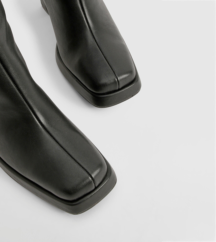 Block Heel Platform Knee High Boots