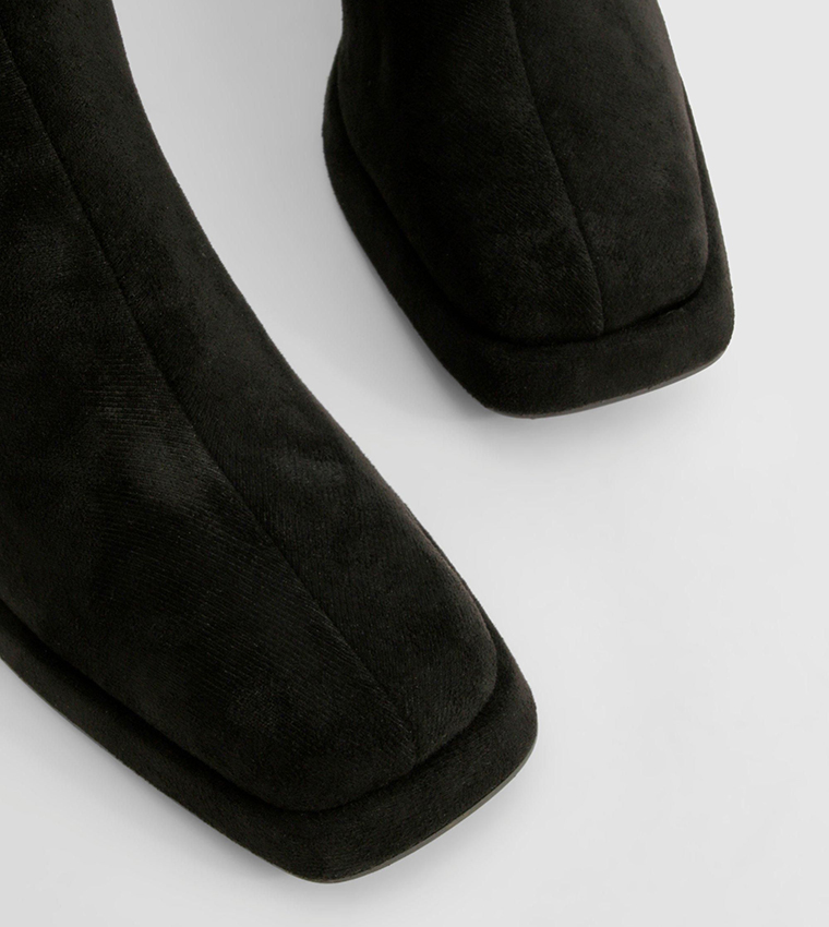 Faux Suede Block Heel Platform Knee High Boots