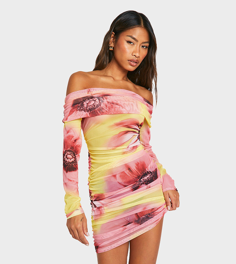 Floral mesh mini dress hotsell