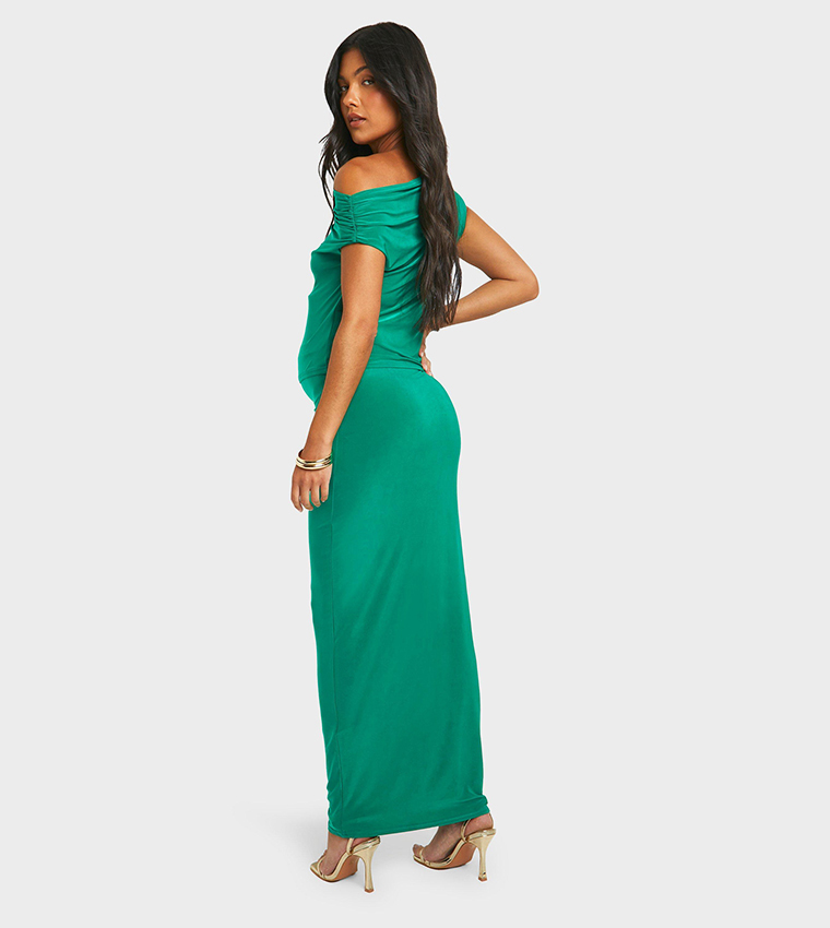 Buy Boohoo Maternity Slinky Maxi Skirt In Green 6thStreet Bahrain