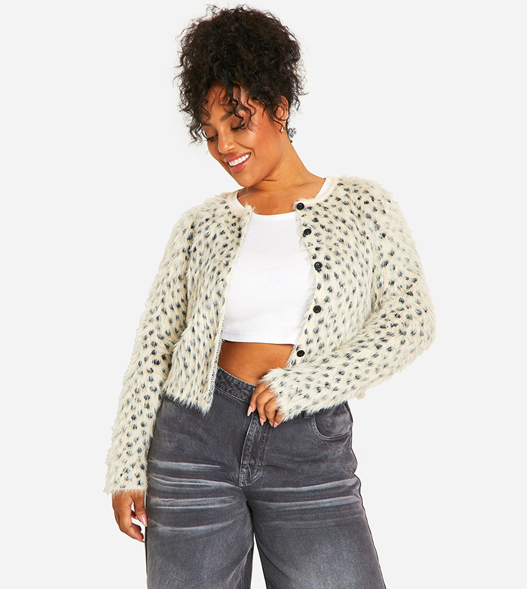 Brushed leopard cardigan best sale